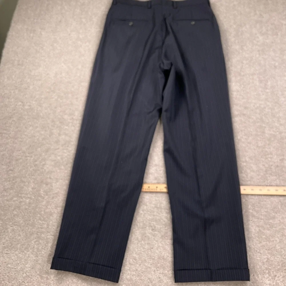 Chaps Suit Mens 38R Navy Blue Pinstripe‎ Classic Career Party Wool